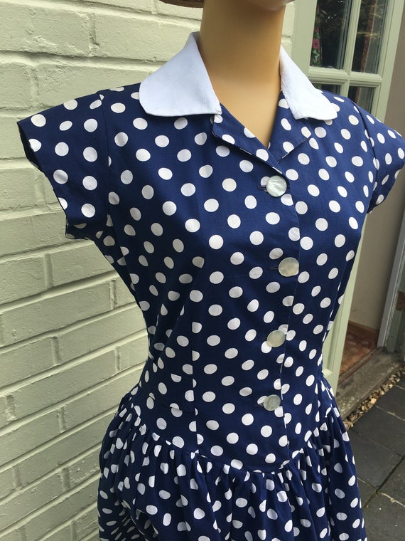 1950s COTTON SPOT PRINT Dress - image 2