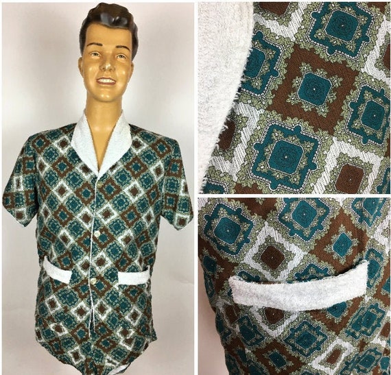 VINTAGE 1960's MENS CABANA Set Beacch Shirt Shorts