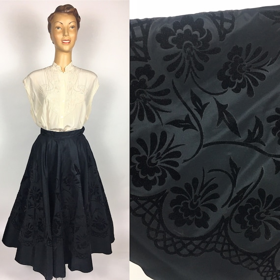 ORIGINAL FULL CIRCLE Black Flock Taffeta Skirt