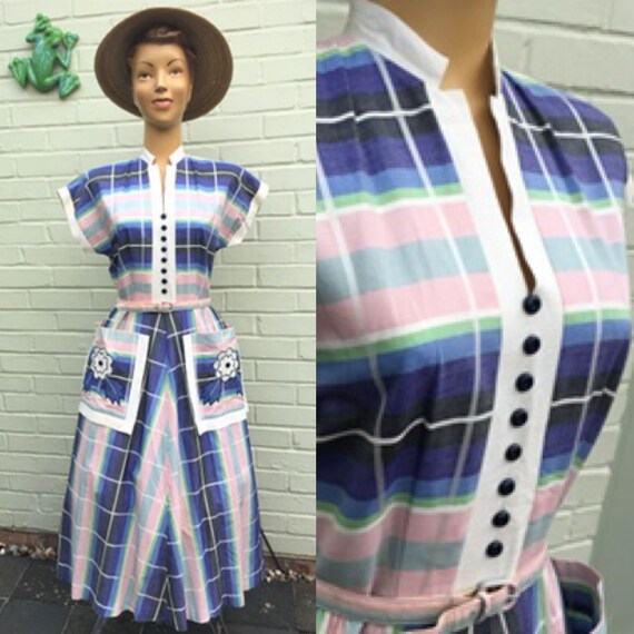 ORIGINAL 1950s COTTON DRESS Pockets!