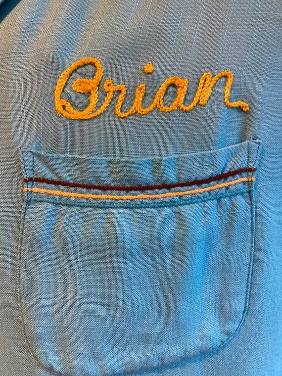 1960s Bowling Shirt with Chainstitch Embroidery