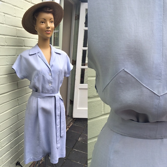 1940s/ 50s LILAC LINEN WIGGLE Dress