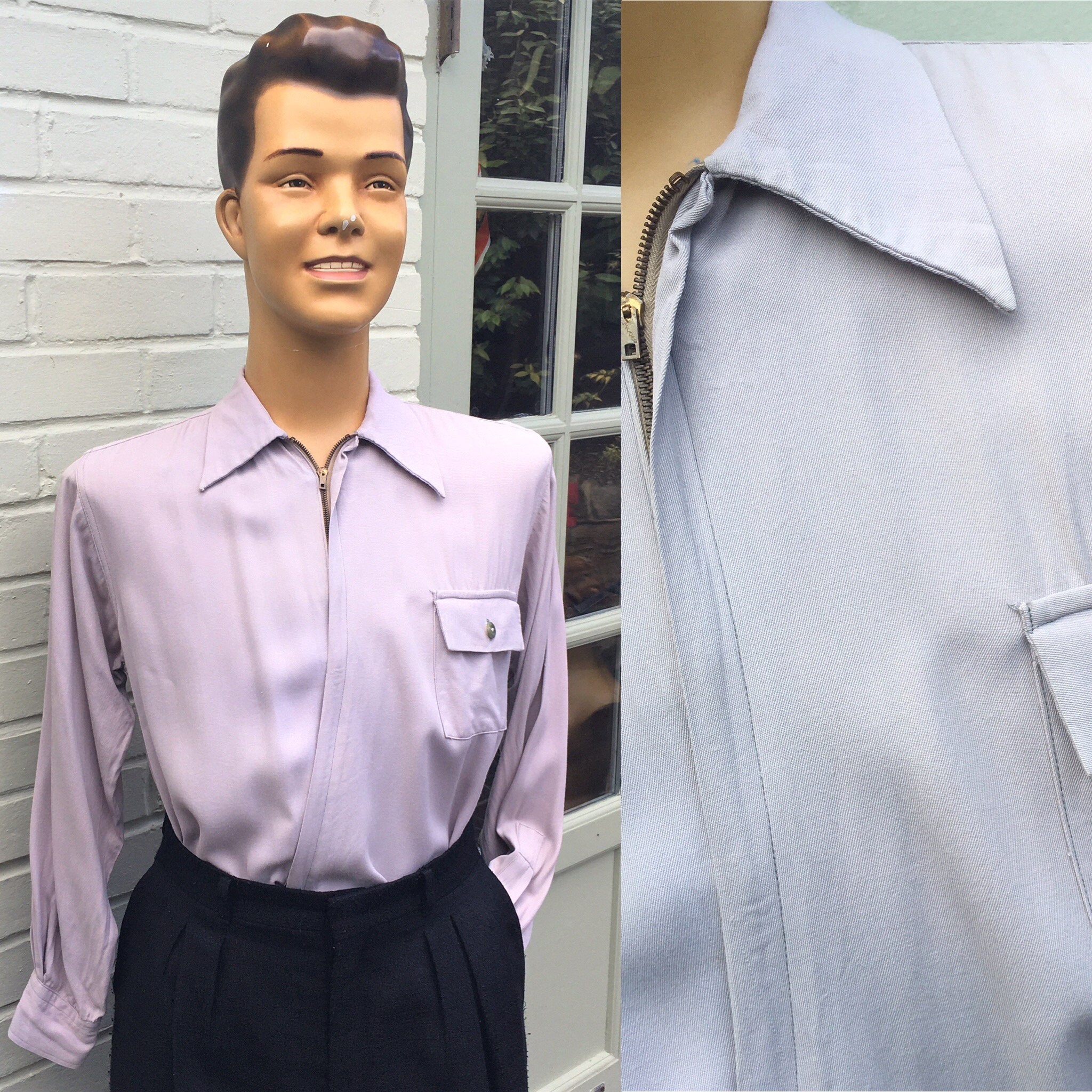 Image of Original 1940's 1950's Mens Asymmetric Zip Shirt Jacket