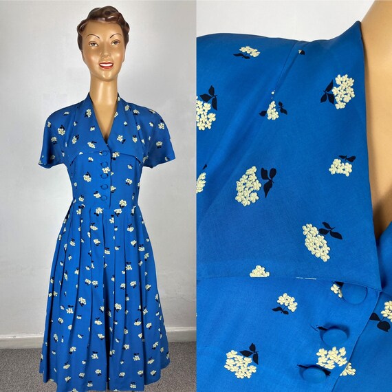 ORIGINAL 1940s PRINT RAYON Dress