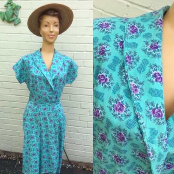 ORIGINAL 1950s COTTON WRAP Chore Dress