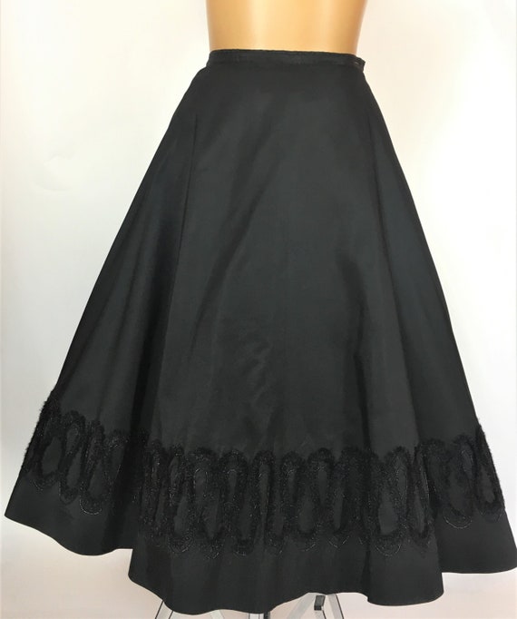 1950'S BLACK RAYON TAFFETA Skirt