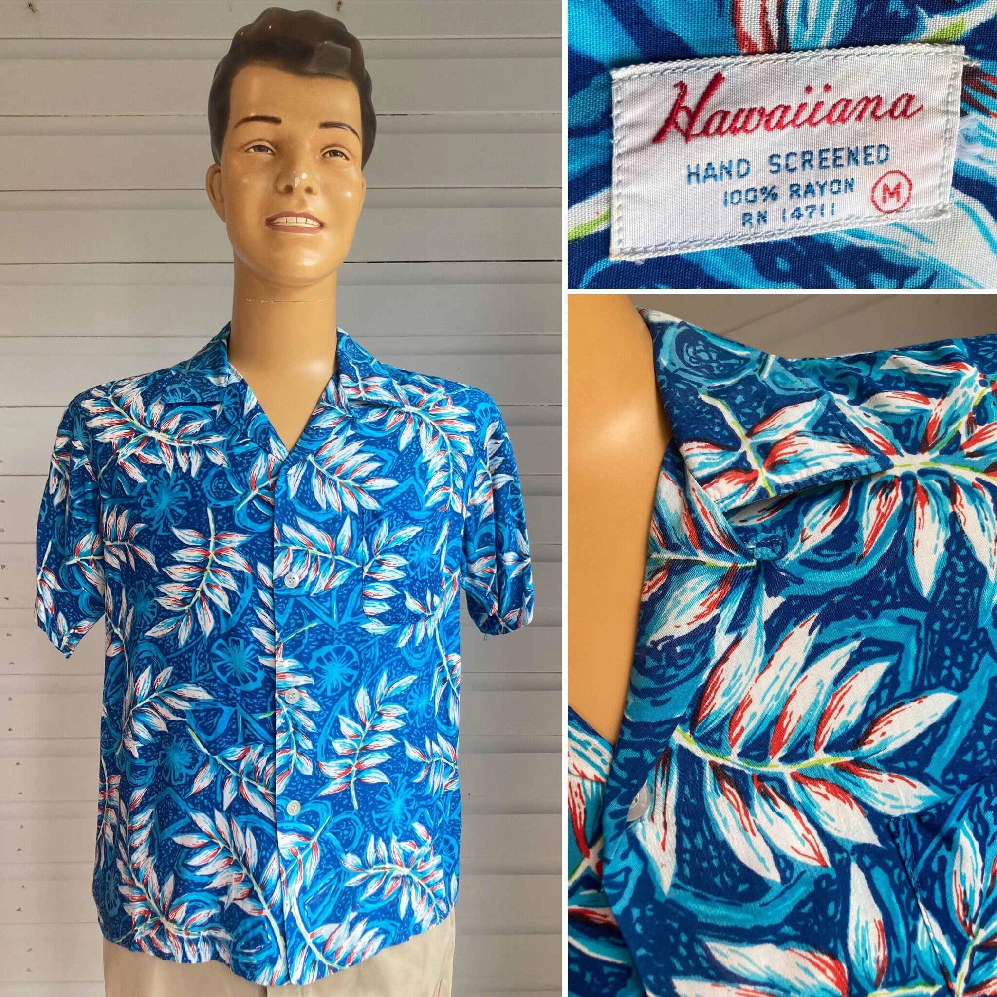 ORIGINAL 1950s 1960s HAWAIIAN SHIRT Aloha Rayon Hawaiiana