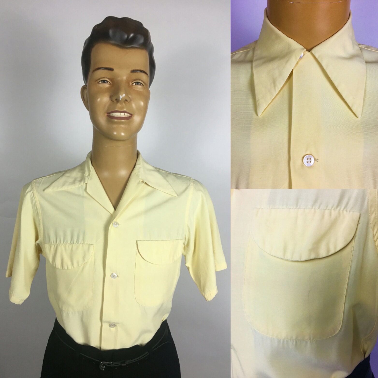 Image of Original 1950's Mens Rayon Leisure Shirt Van Heusen