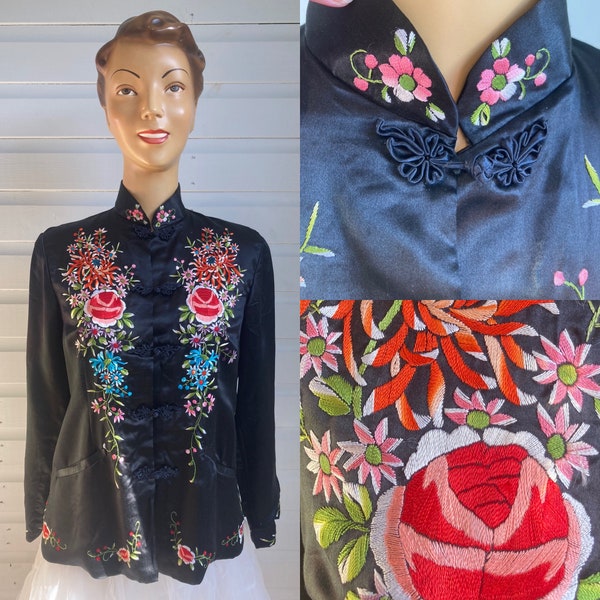 ORIGINAL VINTAGE EMBROIDERED Silk Tunic Blouse