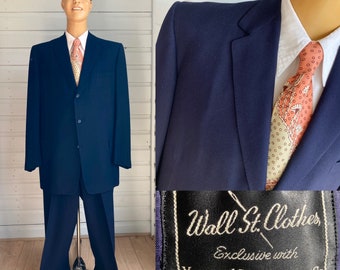 VINTAGE 1950s MENS SUIT Navy Blue