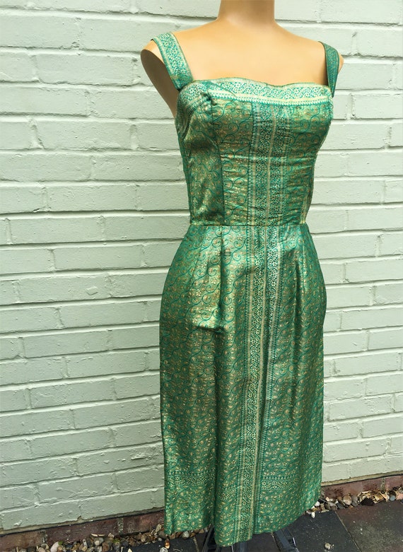 ORIGINAL 1950s ASIAN TIKI Wiggle Dress Xs - image 4