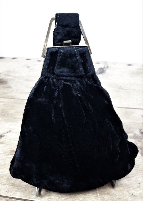 1930's/ 1940's BLACK SILK Velvet Handbag Purse
