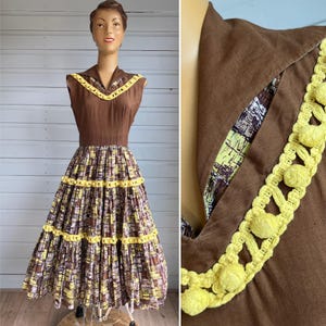 1950s PATIO DRESS Cotton Mexican