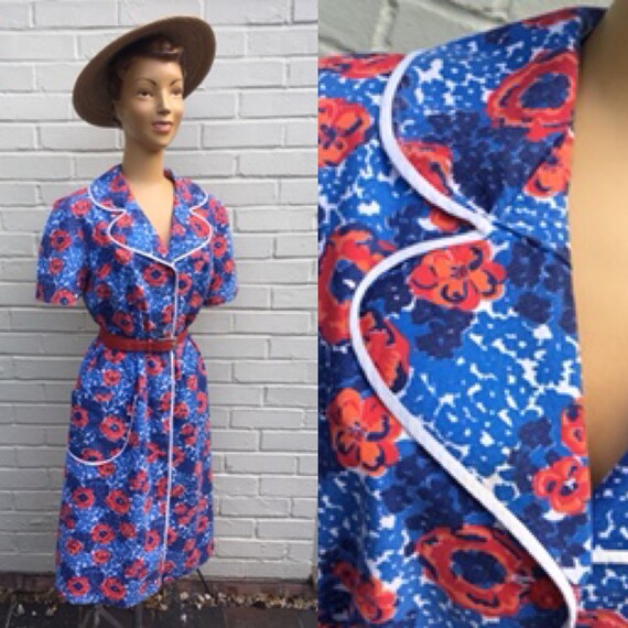 ORIGINAL 1950s COTTON HOUSE Chore Dress