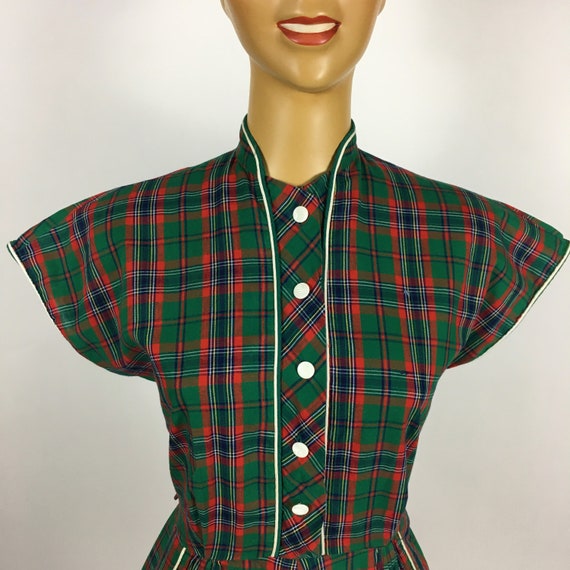 1940's/ 1950's COTTON PLAID DRESS Penney's - image 3