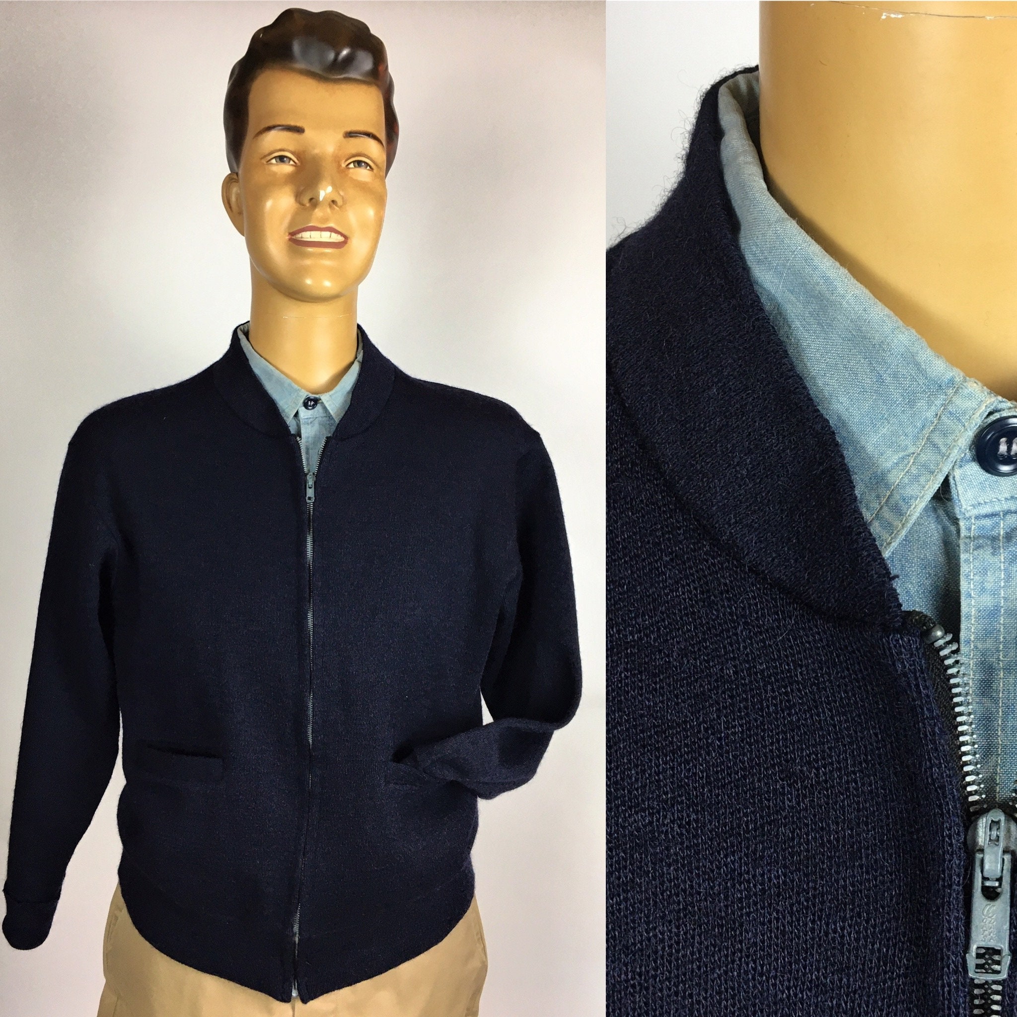 Image of Original 1940's 1950's Zip Cardigan By Sarby