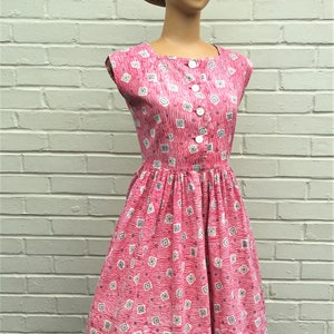 ORIGINAL 1950s NOVELTY COTTON Print Dress
