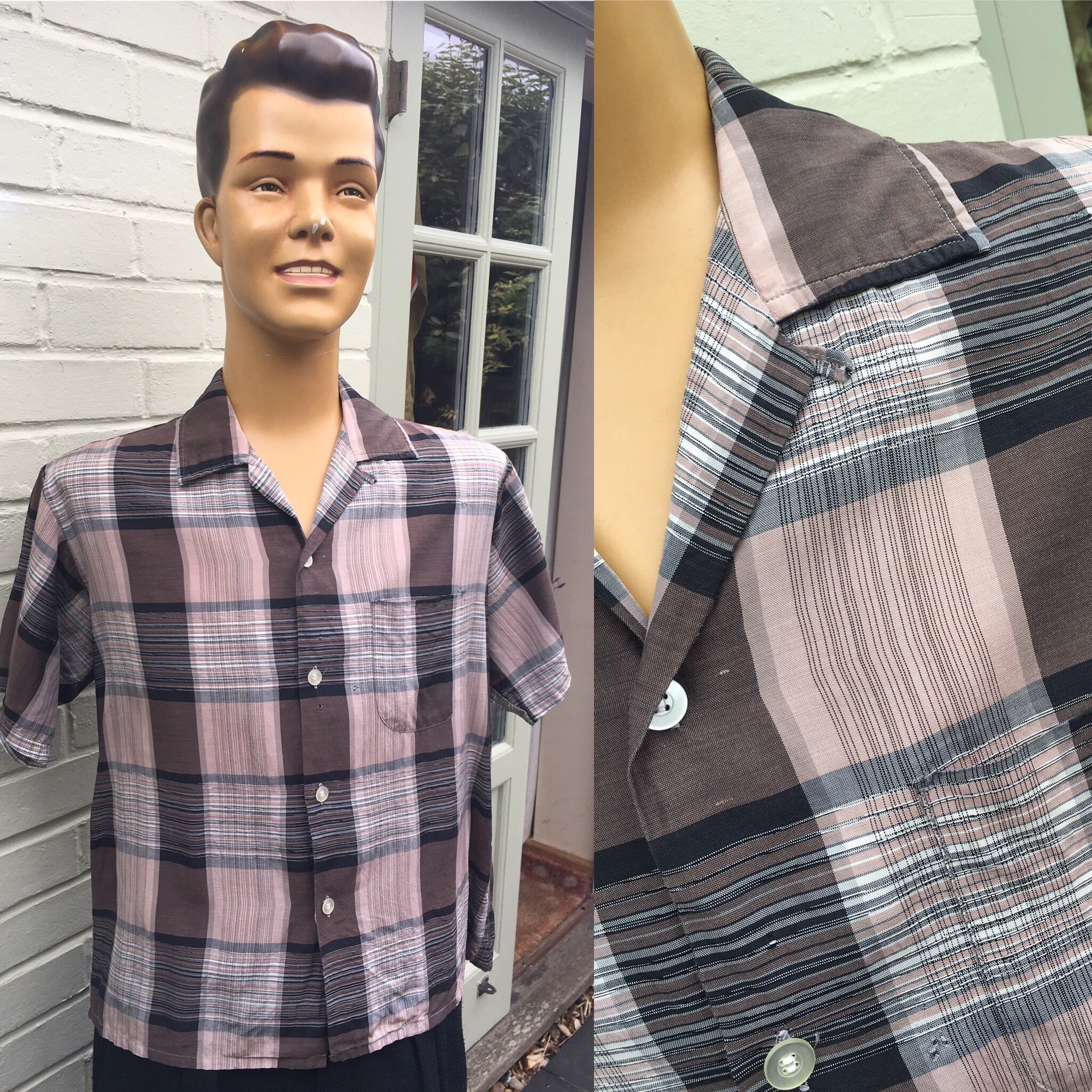 Image of Original 1950's Plaid Acetate Shirt