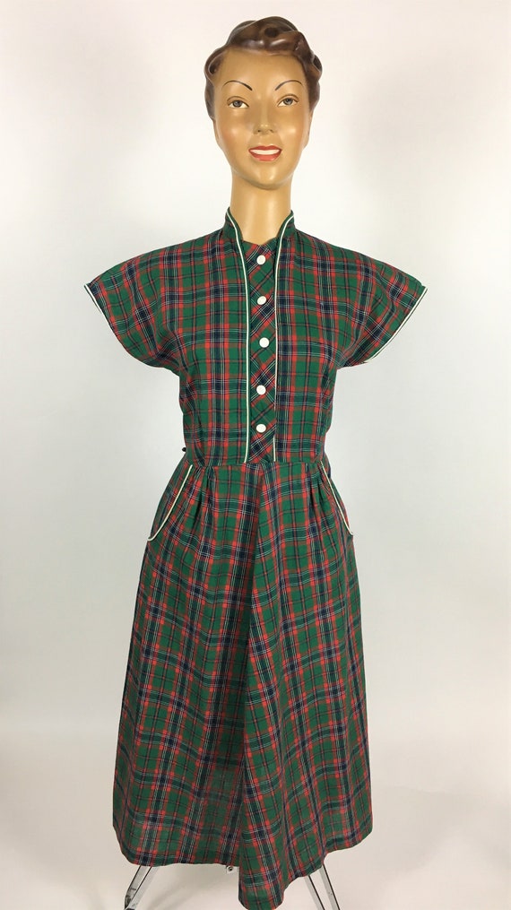 1940's/ 1950's COTTON PLAID DRESS Penney's - image 2