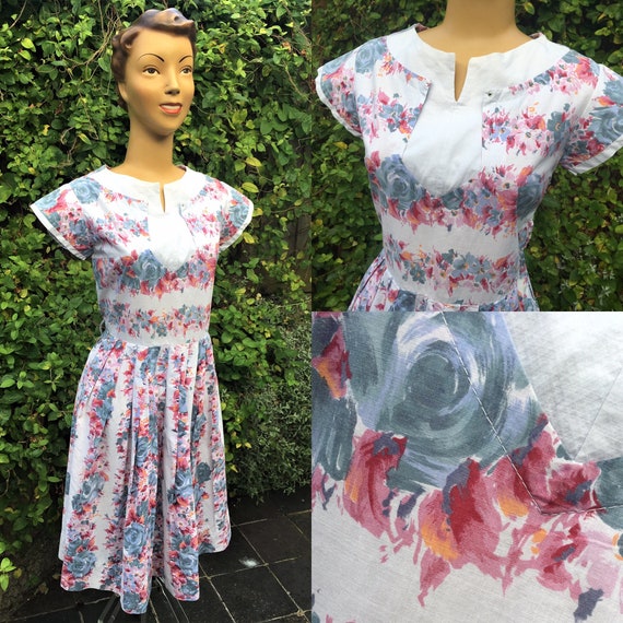 1950'S COTTON Print Summer Dress - image 1