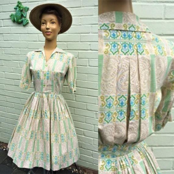 ORIGINAL 1950s COTTON Print Dress