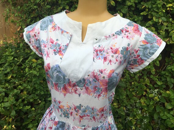 1950'S COTTON Print Summer Dress - image 4