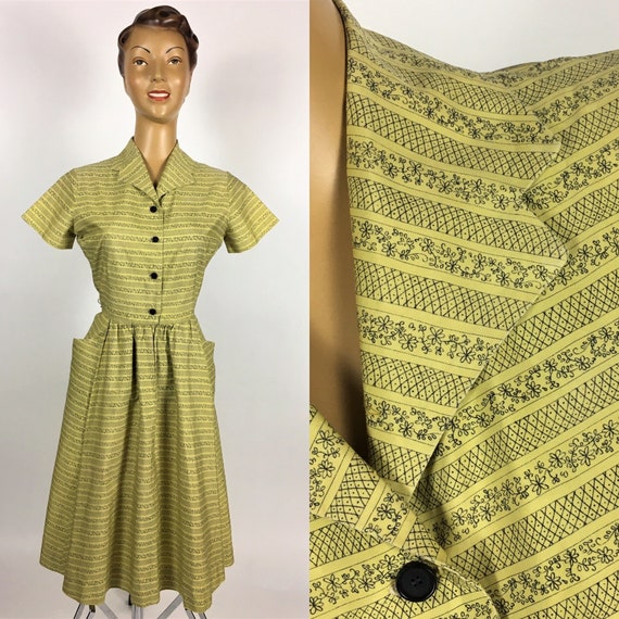 1940's/ 50's COTTON NOVELTY PRINT Dress
