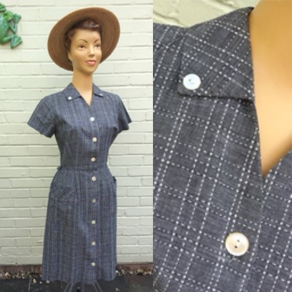 ORIGINAL 1950s COTTON NOVELTY Weave Dress