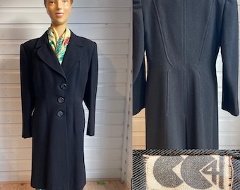 ORIGINAL 1940s CC41 BLACK WOOL Coat Volup