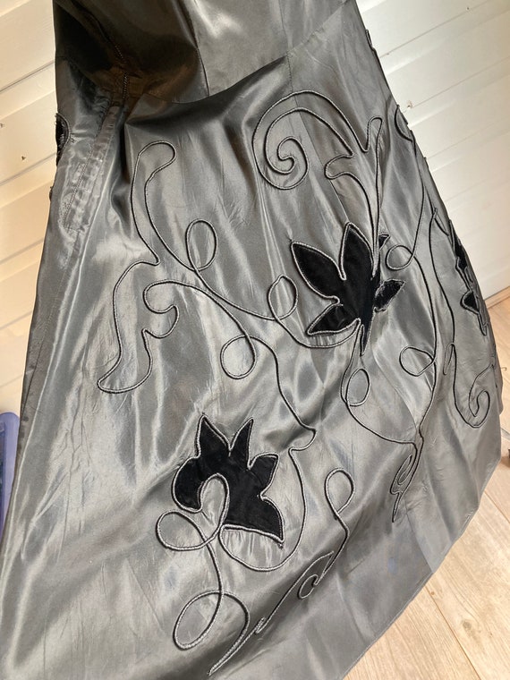 1940s Pink Taffeta Gown with Velvet Applique