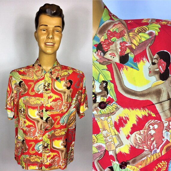 SUN SURF RAYON Aloha Men’s Hawaiian Shirt Waikiki