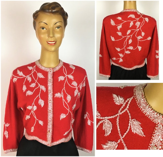 ORIGINAL 1950's/ 1960's BEADED CARDIGAN
