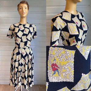 ORIGINAL 1940s RAYON PRINT Dress