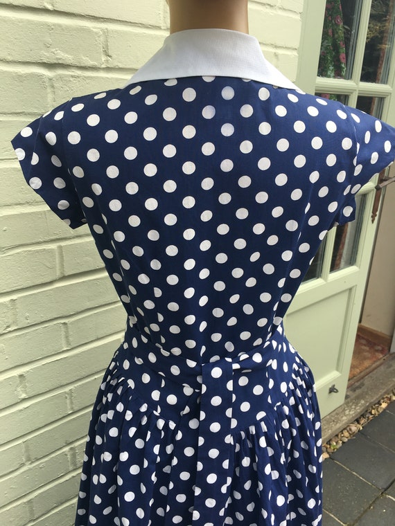 1950s COTTON SPOT PRINT Dress - image 8