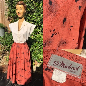 1950'S ST MICHAEL COTTON Novelty Print Full Circle Skirt