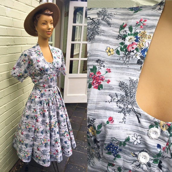 ORIGINAL 1950s COTTON FLORAL Dress