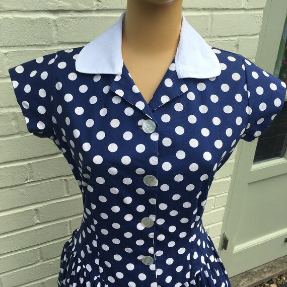 1950s COTTON SPOT PRINT Dress - image 5