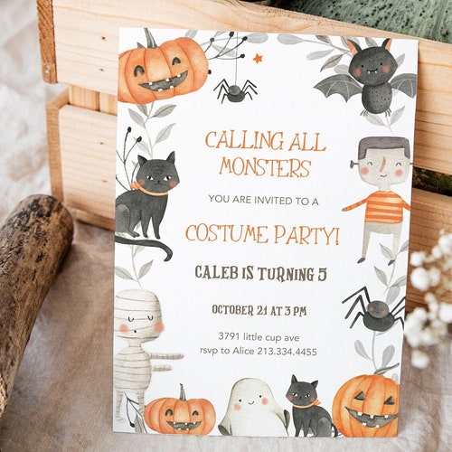 Editable Halloween Birthday Party Invitation Little Monsters - Etsy