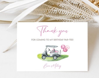 Pink Golf Birthday Thank You Card: Par-Tee Template (Digital Download)