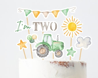 Tractor 2nd Birthday Cake Topper: Farm Theme Party Decor (Instant Download)