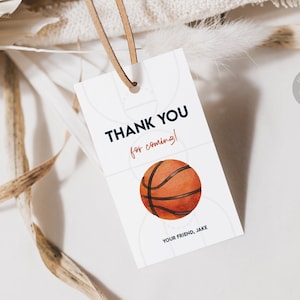 Tag bomboniera compleanno basket, tema sportivo modificabile Etichetta regalo di ringraziamento, Etichetta regalo palloni sportivi, Download digitale