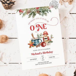 Invitation à la fête d’anniversaire de Noël du premier anniversaire, Oh quel plaisir c’est d’être un, 1ère invitation d’anniversaire de vacances d’hiver de Casse-Noisette, fichier numérique