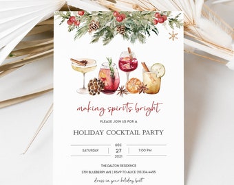 Editable Holiday Cocktail Party Invitation: Festive Christmas Design (Edit in Corjl)