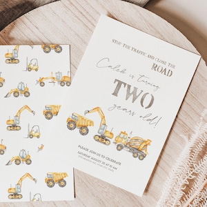 Editable Construction Birthday Party Invitation Template | Truck Birthday Invite for Boys | Instant Digital Download
