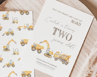 Editable Construction Birthday Party Invitation Template | Truck Birthday Invite for Boys | Instant Digital Download