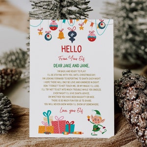 Carta de bienvenida de un elfo editable, carta de bienvenida de un elfo navideño, carta de saludo de tu elfo, plantilla imprimible, descarga digital