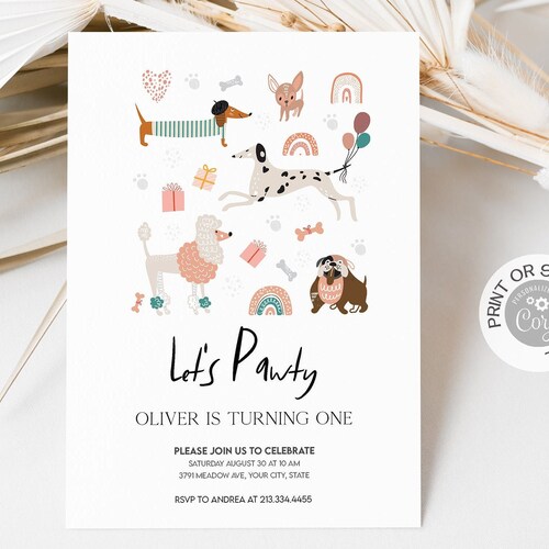 Editable Dog Birthday Party Invitation Puppy Birthday Invite - Etsy