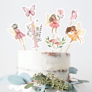 Fairy 1st Birthday Cake Topper: Pastel Floral Theme (Digital Download)