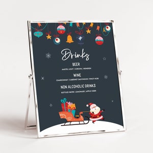 Editable Christmas Drinks Menu Sign: Holiday Bar Poster (Instant Download)