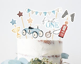 Topper Per Torta Auto Da Corsa In Legno – Decorazione Compleanno Tema Racing Con Bandiera A Scacchi | Regalo Originale Per Primo Anno - 4